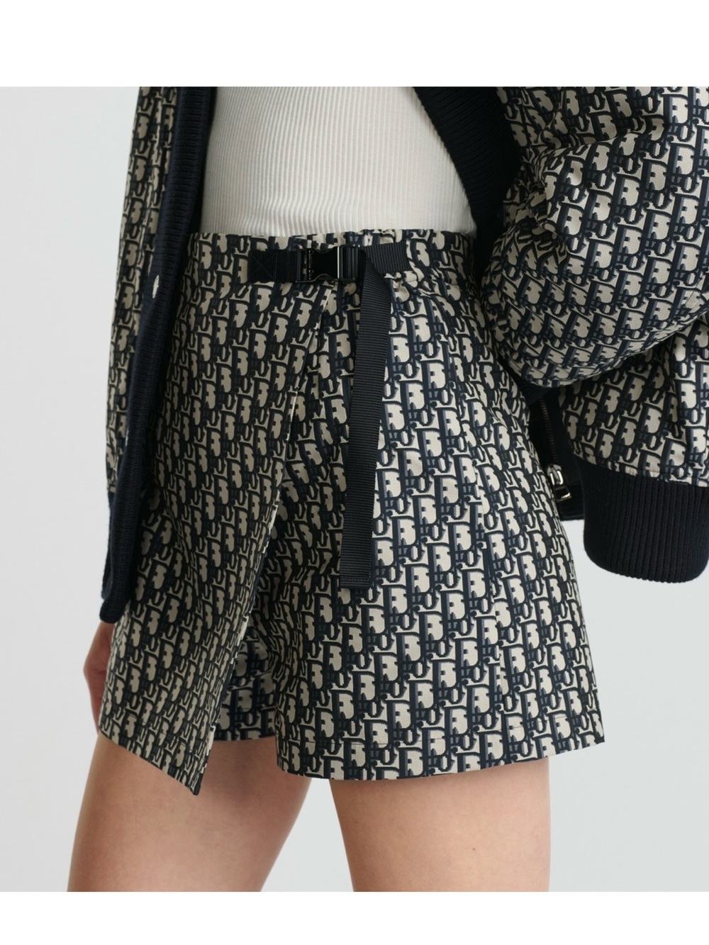 Dior Navy and White Logo Mini Skirt